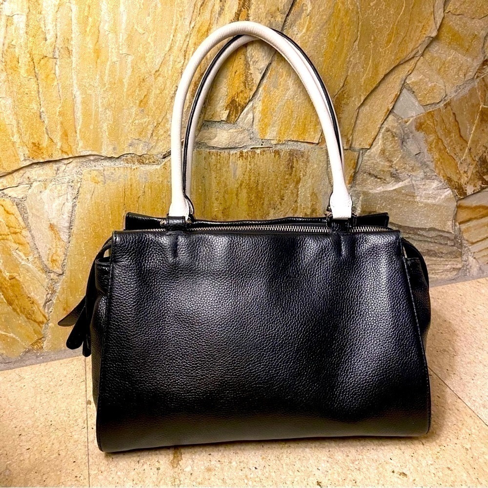 Charles Jourdan leather black and white satchel purse made in France - quality - Picture 15 of 16